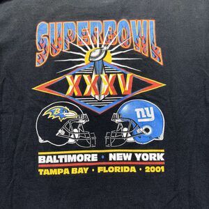 VINTAGE Super Bowl XXXV 2001 Baltimore Ravens vs New York Giants T-Shirt Size XL
